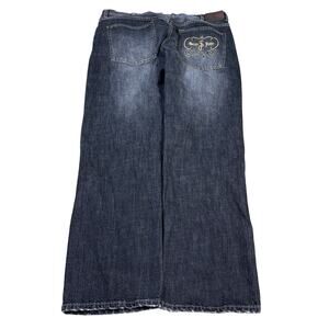 vintage y2k 2000s Sean John baggy wide leg embroidered faded jeans hip hop 40x34